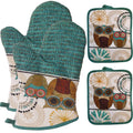 Oven Mitts and Pot Holders Sets, Funny Kitchen Oven Mitts Heat Resistant of 500 Degrees, Pure Cotton Hot Pads and Oven Mitts Sets for Baking,Cooking,BBQ Grilling-White Cat(4Pcs Set)