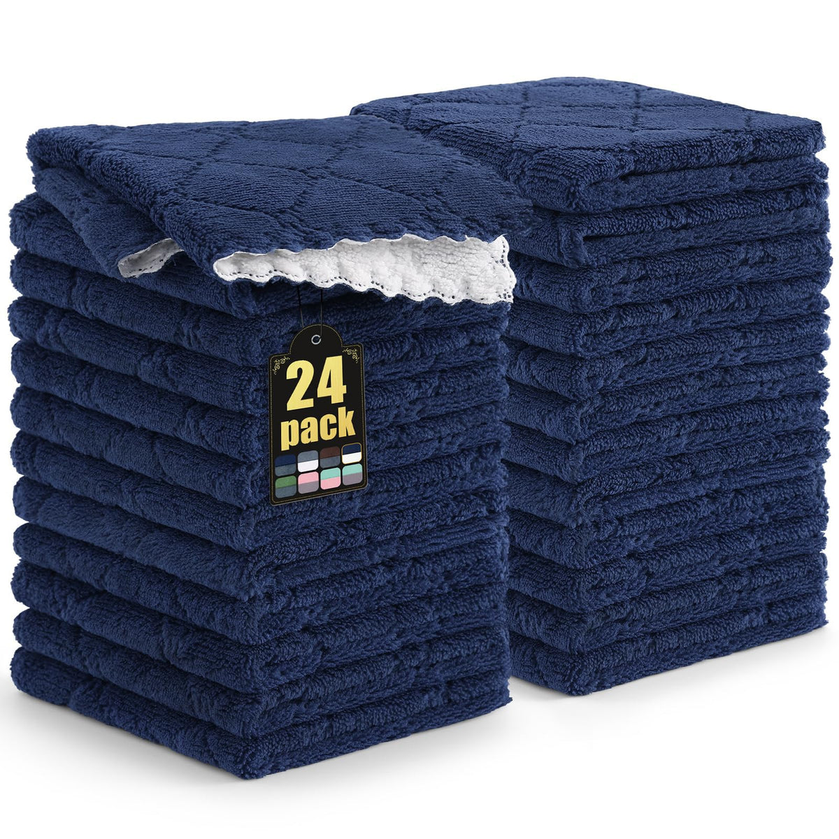 Mordimy 12 Pack Soft and Absorbent Kitchen Cloths, Dark Grey & White