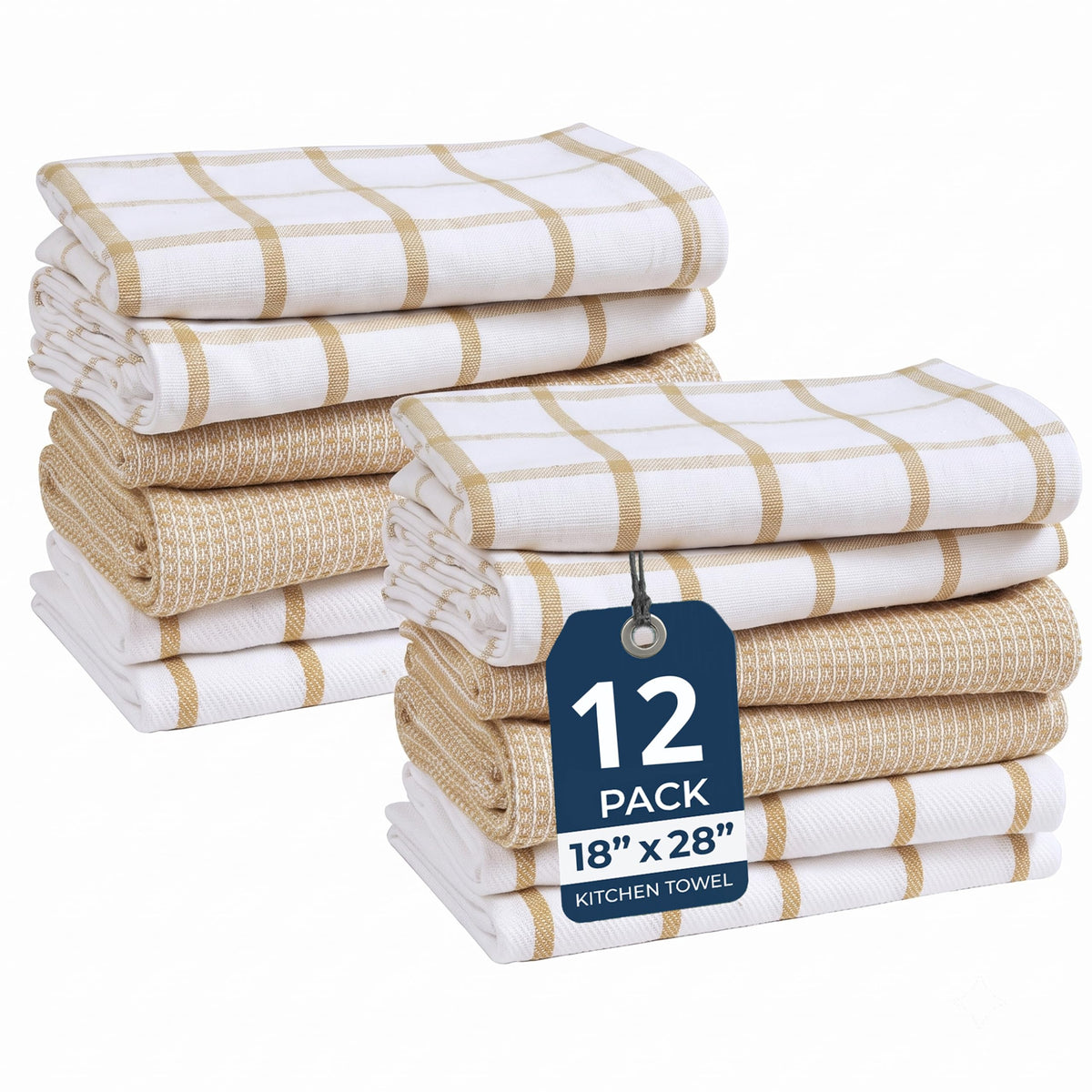 LANE LINEN 100% Cotton Kitchen Dish Cloths, Ultra Soft Absorbent Quick Drying Dish Towels, Multiweave Wash Cloths Dish Towel Sets, 13x28 Inches, 4 Pack - Grey