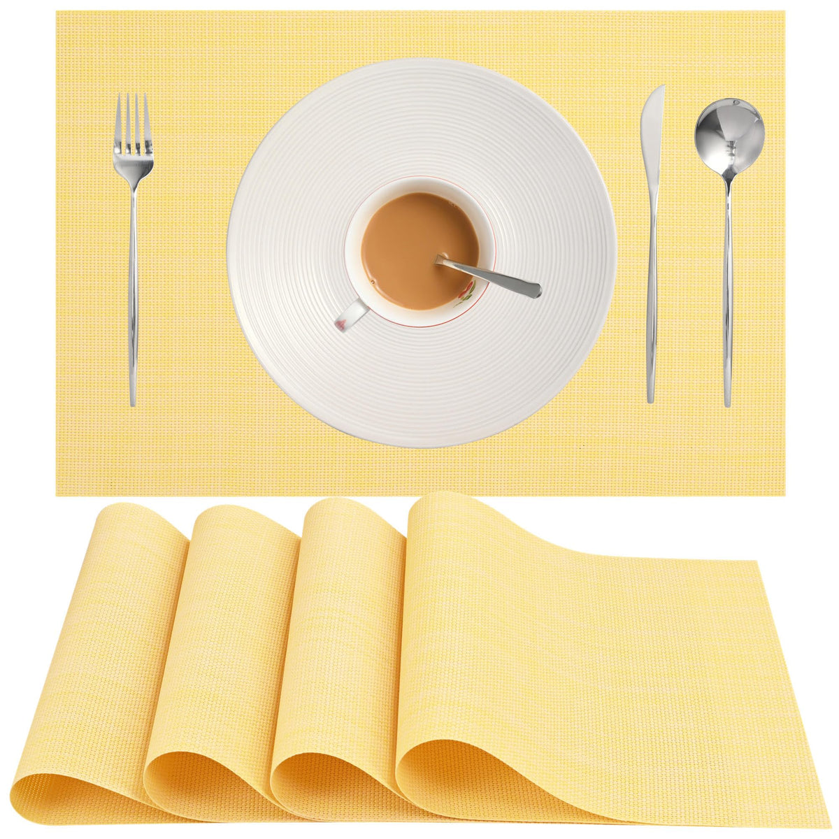Zupro Pink Placemats Set of 4 Woven PVC 18"x12" for Indoor Outdoor Usage