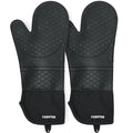 Extra Long Silicone Oven Mitts - Heat Resistant up to 500°F, 15'' Waterproof and Non-Slip Oven Gloves with Soft Quilted Liner - Perfect for BBQ, Cooking, Baking, and Grilling - 1 Pair, White