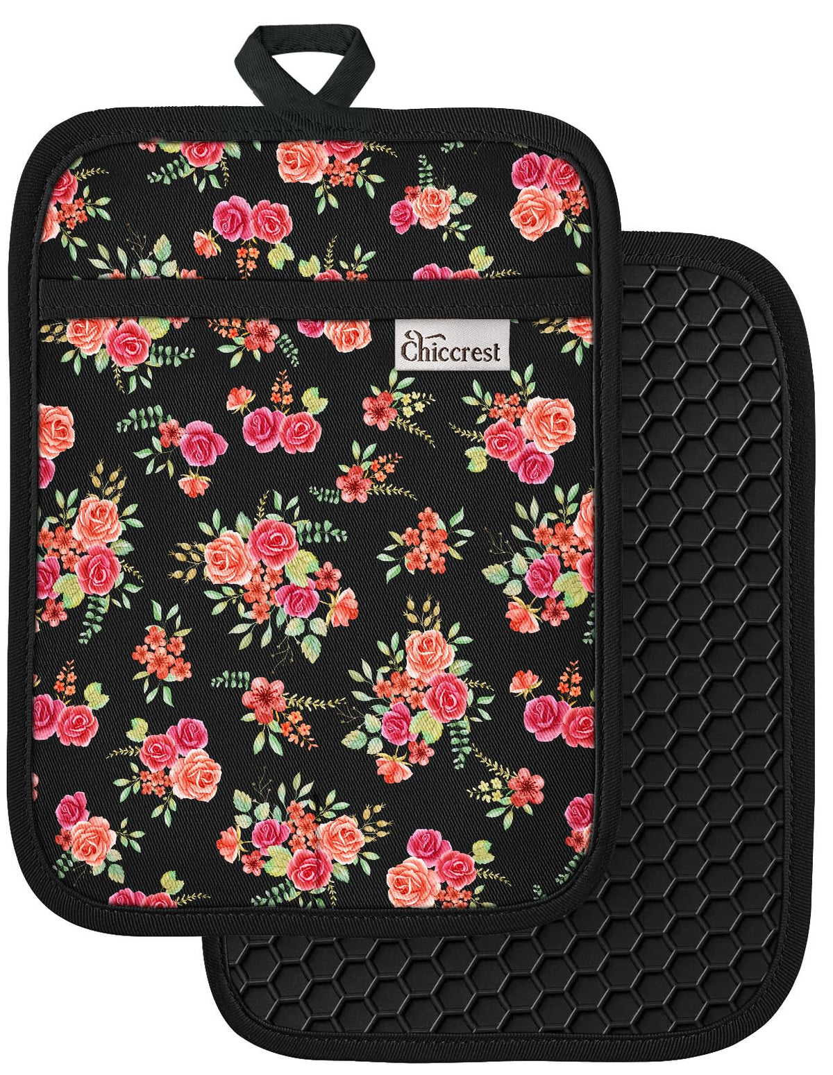 100% Cotton Potholders Textured Soft Silicone Grip Daisy Gingham