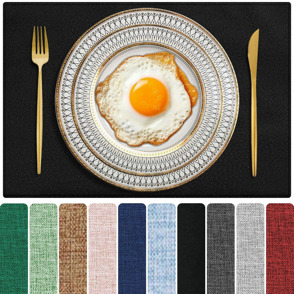 Cloth Placemats Set of 6, Cotton Linen Blend Place Mats, Navy Blue