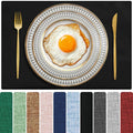 Cloth Placemats Set of 6, Cotton Linen Blend Place Mats, Navy Blue