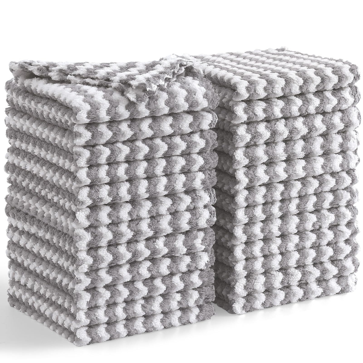 Homaxy 12 Pack Coral Velvet Dish Cloths, 10 x 10 inches, Dark Grey