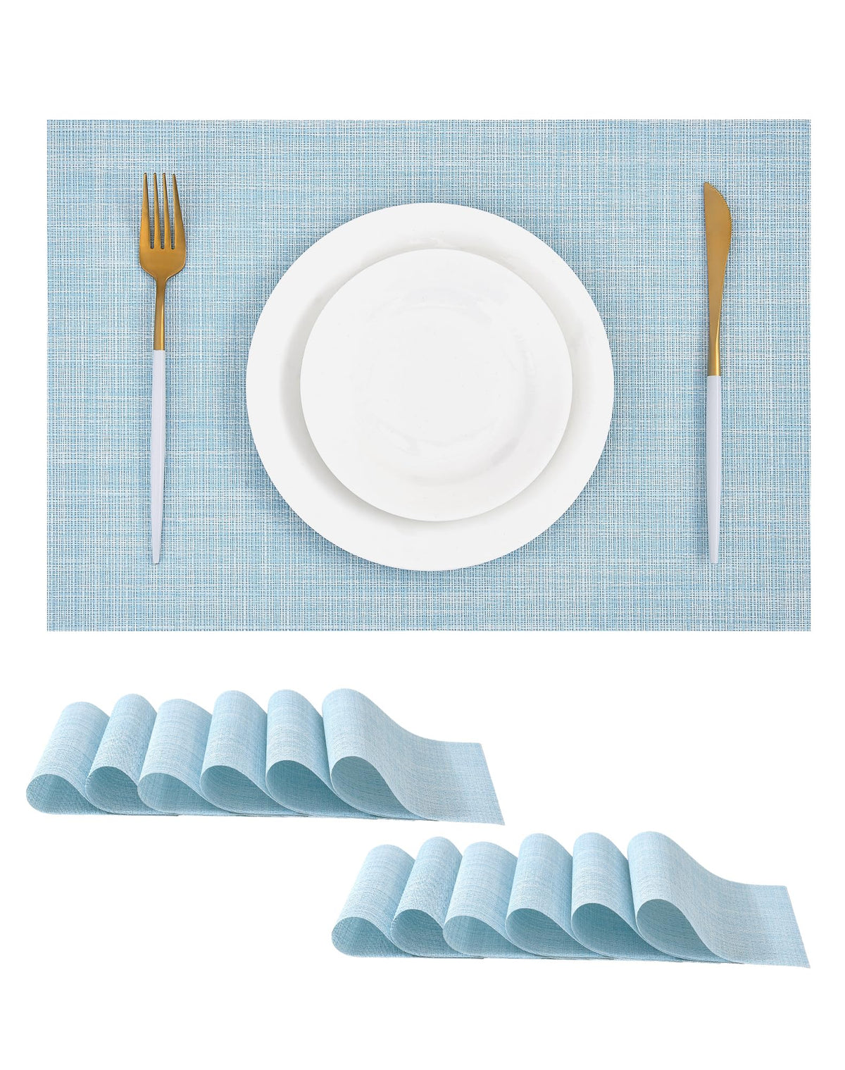 Beige White Placemats Set of 4 - Heat Resistant Non-Slip Place mats for Dining Table, Washable Durable PVC Vinyl Woven Table Mats(Beige White, 4)