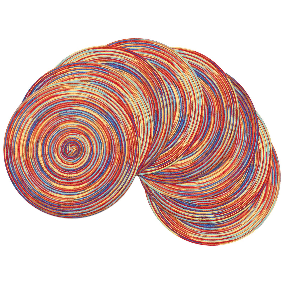 SHACOS Round Braided Placemats Set of 4 Washable Place Mats for Dining Tables 15 inch Non Slip Kitchen Table Mats (Beige, 4)