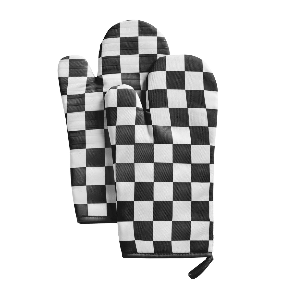 Ohocut Navy Blue Checkered Oven Mitts Heat Resistant, Vintage Retro Checkerboard Cute Oven Mitts, Non-Slip Silicone Kitchen Oven Gloves, 2-Pack Set, 7''x13''