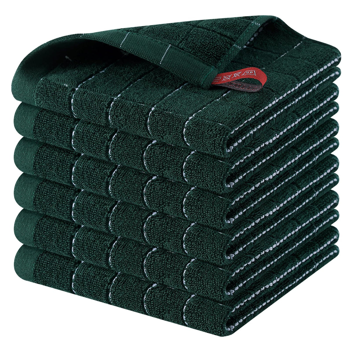 Homaxy 100% Cotton Terry Kitchen Towels, 4 Pack, Black