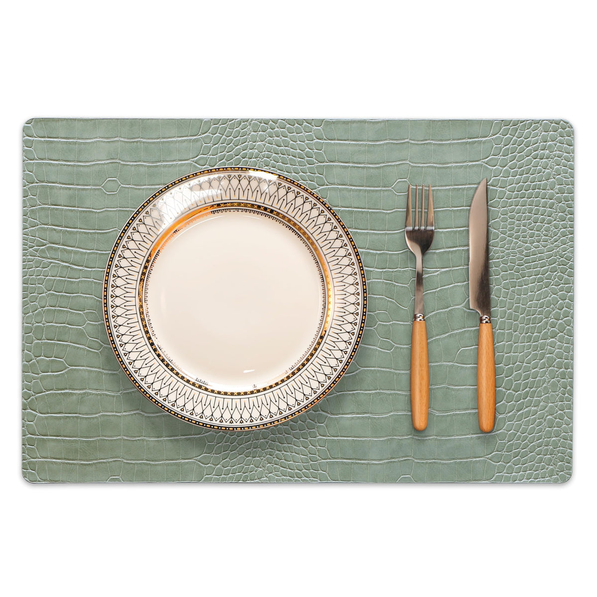 Set of 4 Faux Leather Placemats, PU Table Mats, Waterproof, Stain Resistant, Heat Resistant, Easy to Clean for Kitchen Dining Table,Conference Table