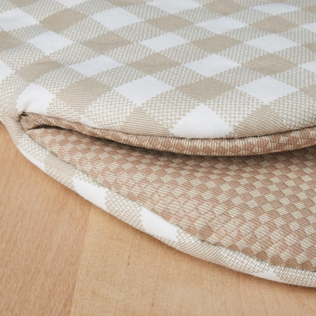 KitchenAid Gingham Mini Oven Mitt 2-Pack Set, Milkshake Tan, 5.5"x8"