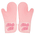 Paris Hilton Oven Mitt Set with Iconic That's HOT Design, Heat Resistant Pot Holders Featuring Non-Slip Textured Silicone Grips, 2-Piece Set, Pink