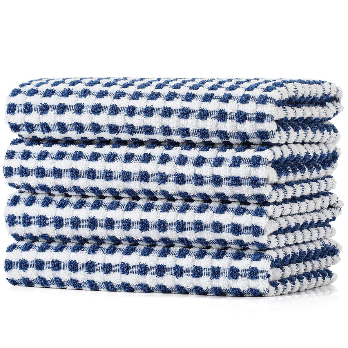 SALAS Cotton Dish Towels Cloths for Kitchen Drying Dishes, Lattice Terry Kitchen Towels, Absorbent Cloths with Hanging Loop, 16‘’ x 26‘’, 4 Packs, Wine Red and Black
