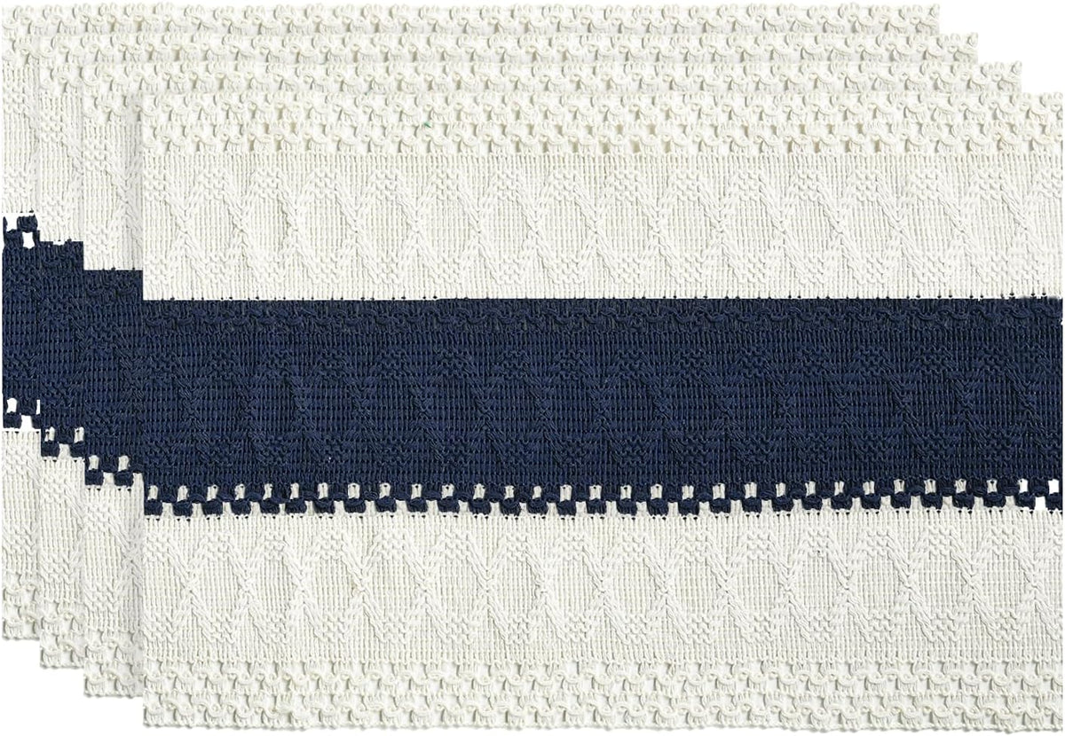 Artoid Mode Dark Blue Rustic Farmhouse Placemats Set of 4-12x18 Inch