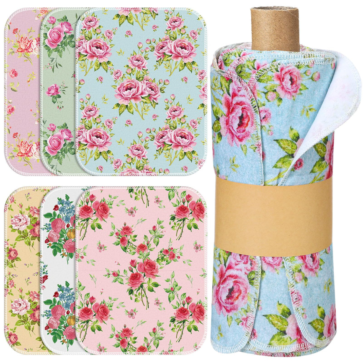 36 Pack Reusable Kitchen Cloths Cotton Towels, Hydrangea