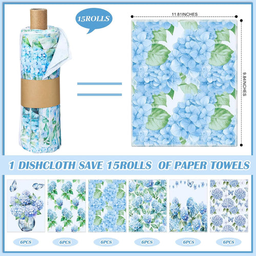 36 Pack Reusable Kitchen Cloths Cotton Towels, Hydrangea