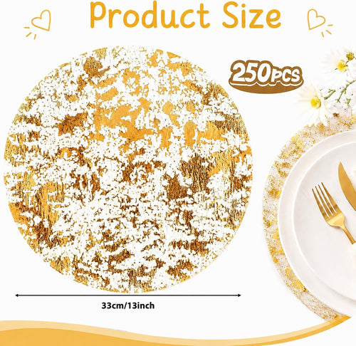 250Pcs 13'' Gold Foil Placemat Disposable, Mesh Pressed Table Doilies