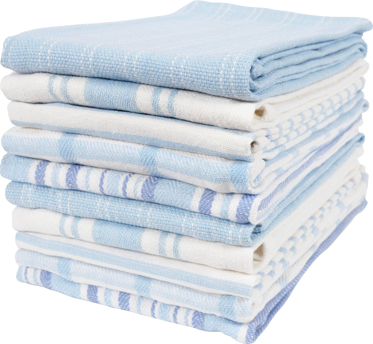KAF Home Assorted Flat Kitchen Towels - Set of 10, 18 x 28 Inch (Navy)