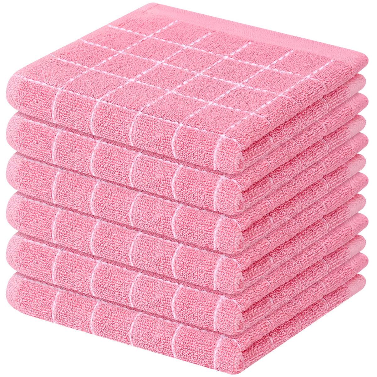 Mordimy Cotton Terry Checkered Kitchen Towels, 16"x 26", 4 Pack, Tan