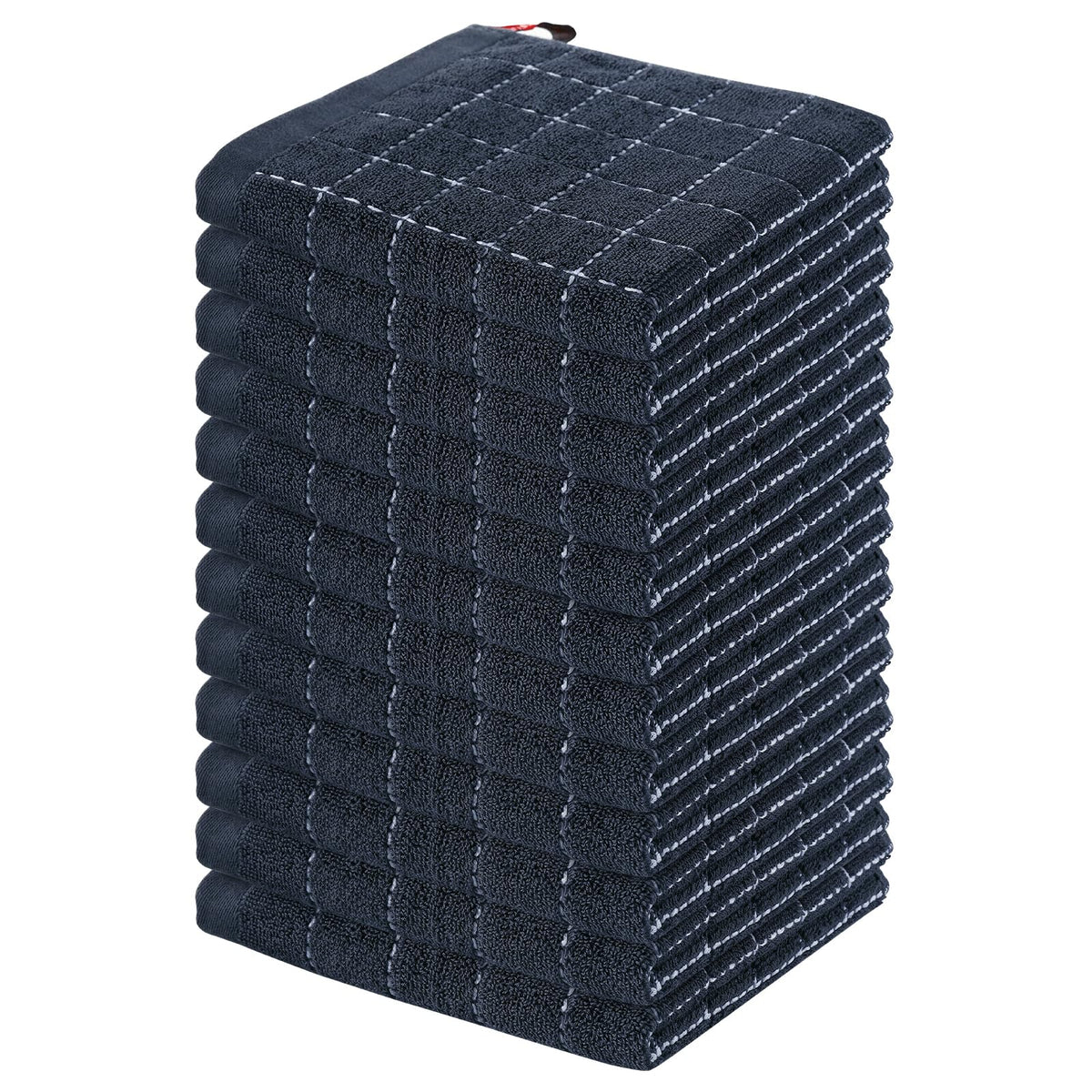 Homaxy 100% Cotton Terry Kitchen Towels, 4 Pack, Black