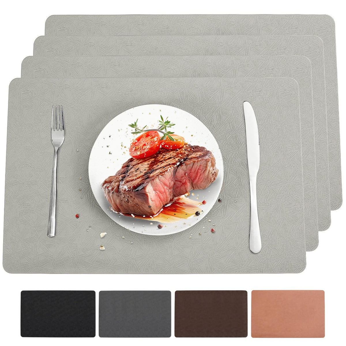 Vinyl Plastic Placemats Set of 6 Waterproof Wipeable Table Mats