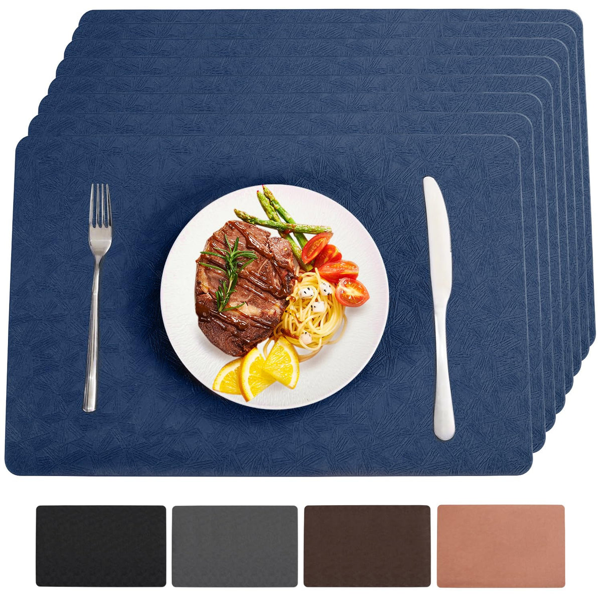 Vinyl Plastic Placemats Set of 6 Waterproof Wipeable Table Mats