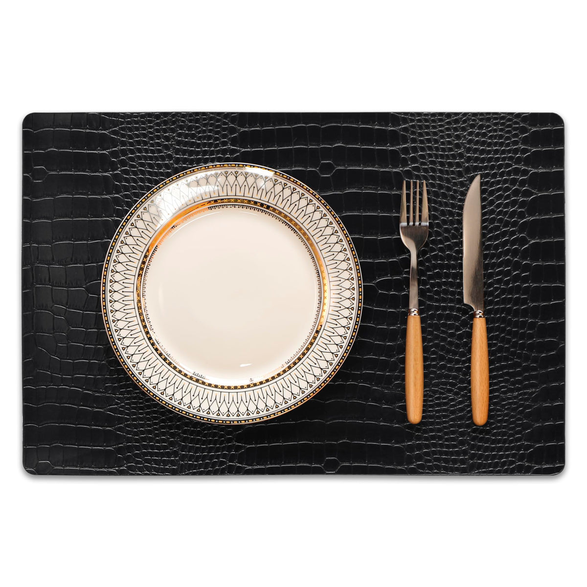 Set of 4 Faux Leather Placemats, PU Table Mats, Waterproof, Stain Resistant, Heat Resistant, Easy to Clean for Kitchen Dining Table,Conference Table