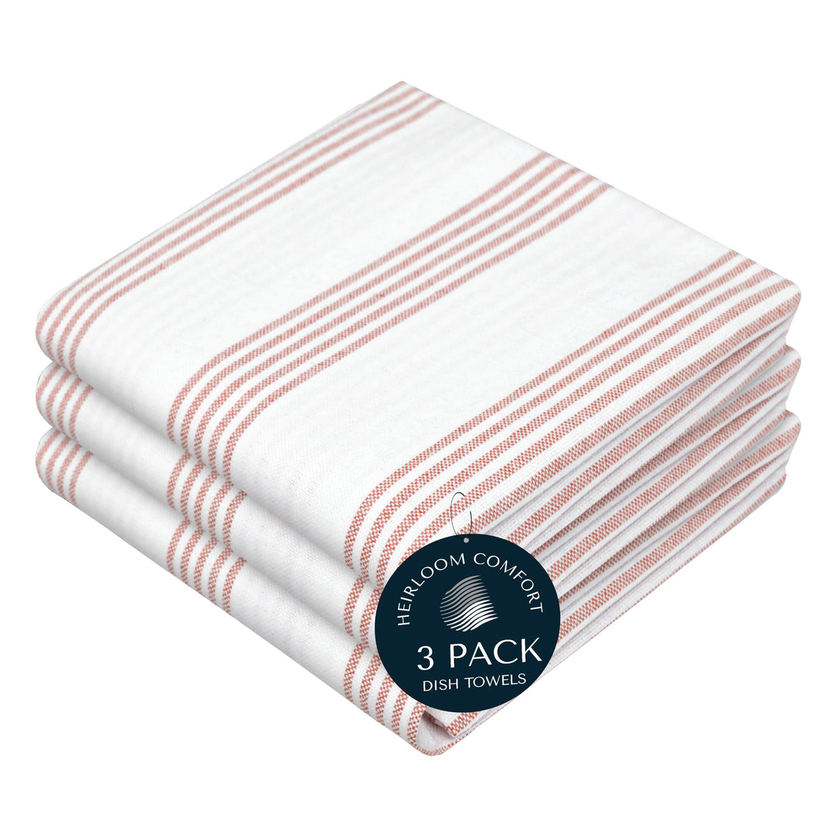 Rust Stripe Dish Towels, 5 Pack, 100% Cotton, Super Absorbent and Quick Dry, Multi Pin Striped Kitchen Towel Set, Durable Wash Cloths for Kitchen Use, Cleaning & Drying Dishes