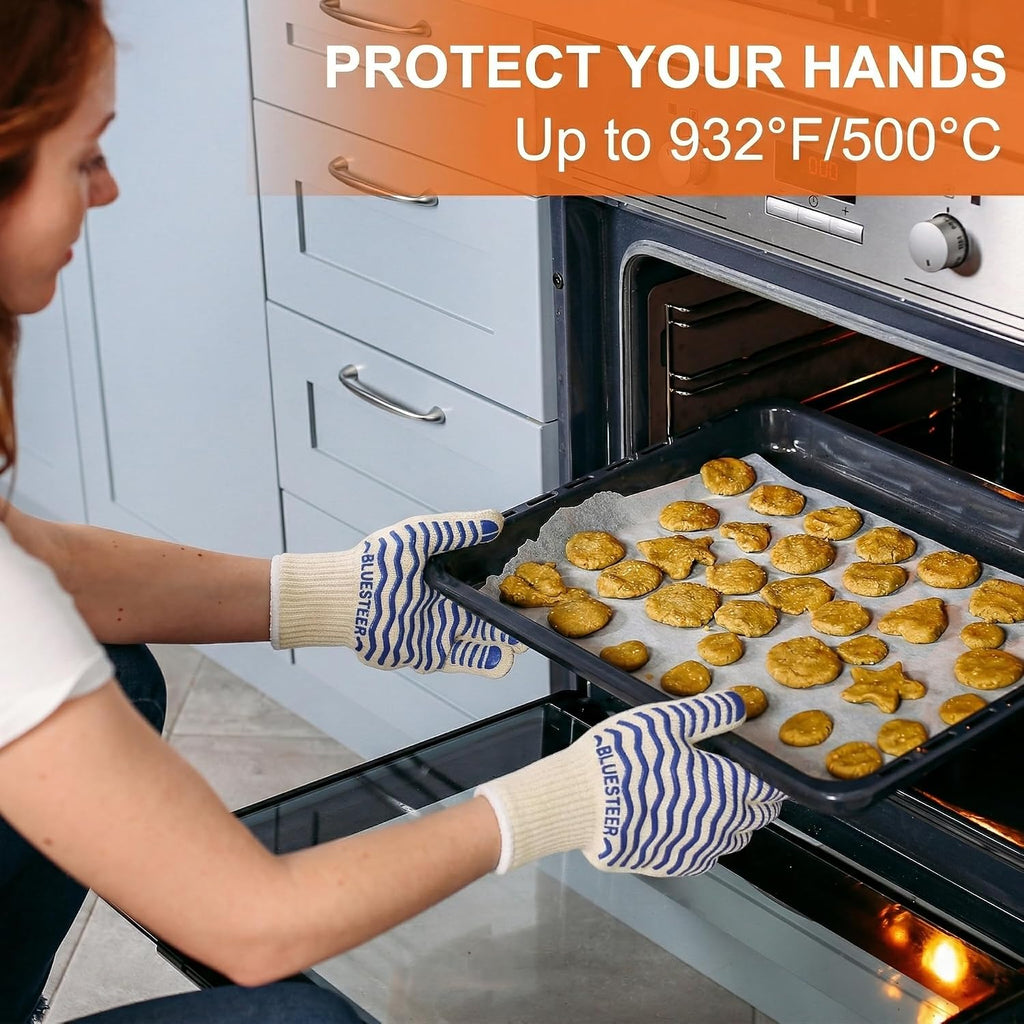 Oven Gloves 932°F Heat Resistant Oven Mitts with Fingers,1 Pair