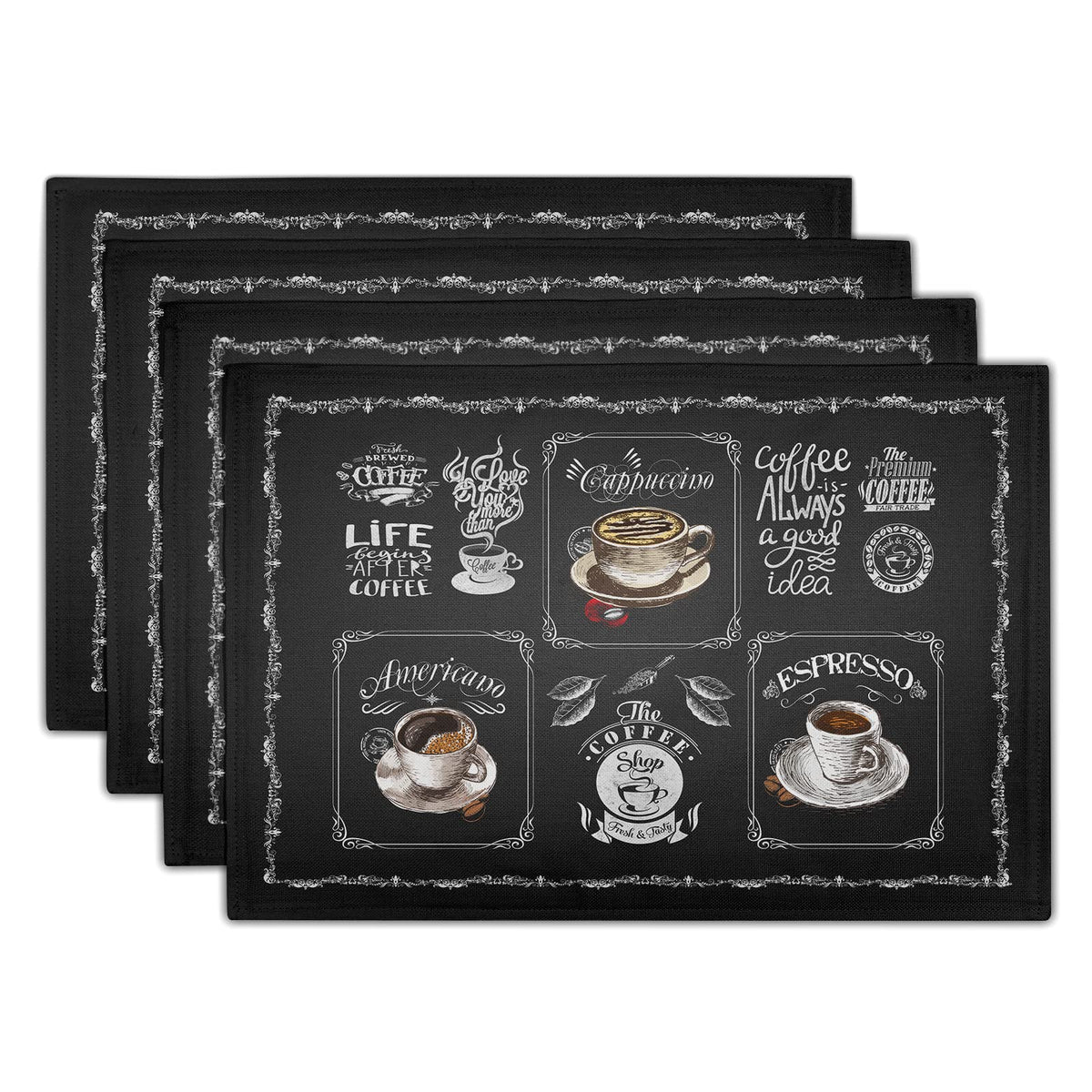 Giwawa Boho Ethnic Placemats Set of 4 Vintage Orange Brown Retro Flower Decorative Linen Table Place Mats 12"x18" Rustic Country Style Floral Place Mats Heat Resistance for Kitchen Dining Farmhouse