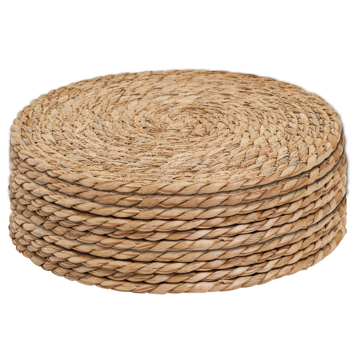 Defined Deco Woven Placemats Set of 4,12" Round Rattan Placemats,Natural Hand-Woven Water Hyacinth Placemats,Farmhouse Weave Place Mats,Rustic Braided Wicker Table Mats for Dining Table,Home,Wedding.