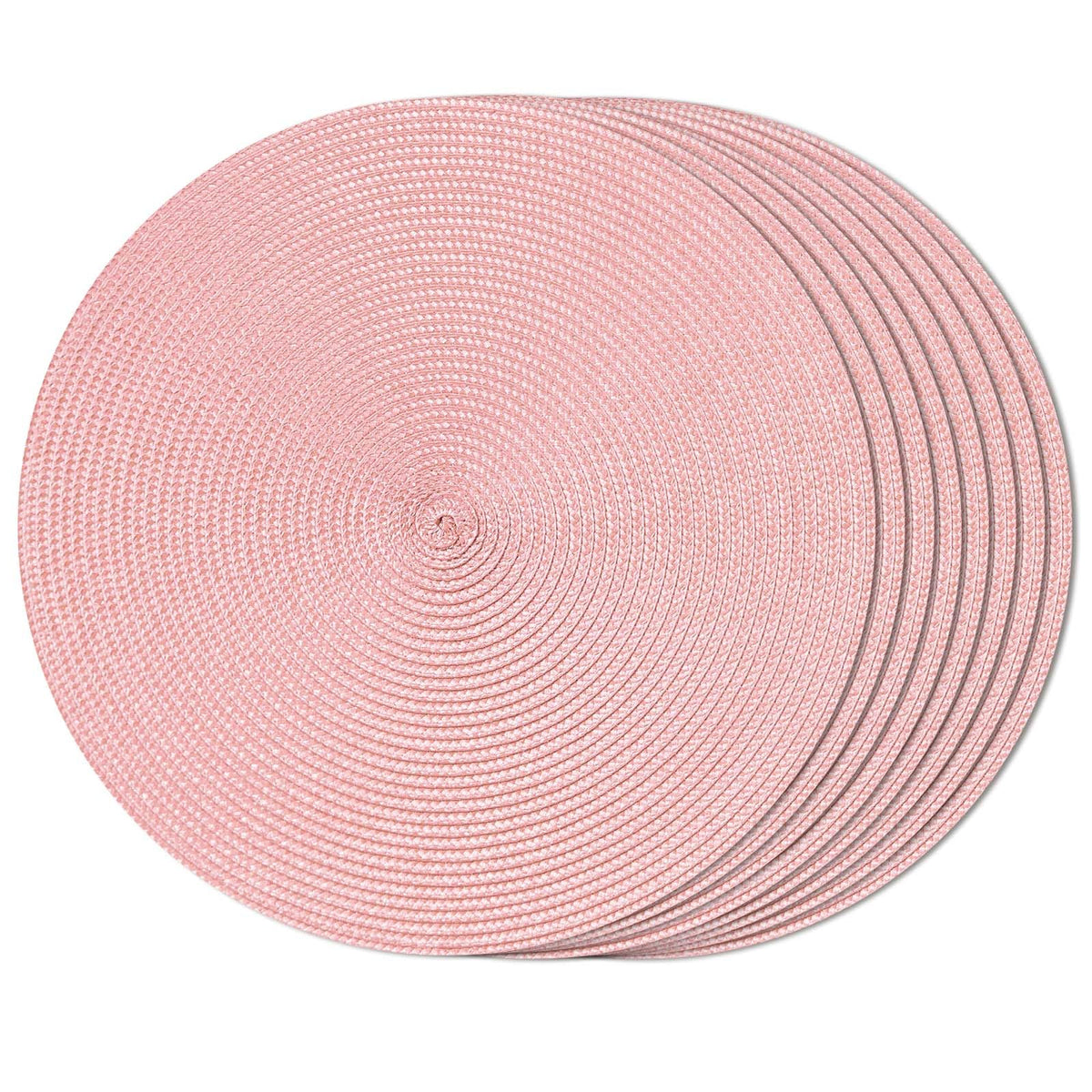 FunWheat Round Braided Placemats Set of 6 Table Mats for Dining Tables Woven Washable Non-Slip Place mats 15 in(Blue, 6pcs)
