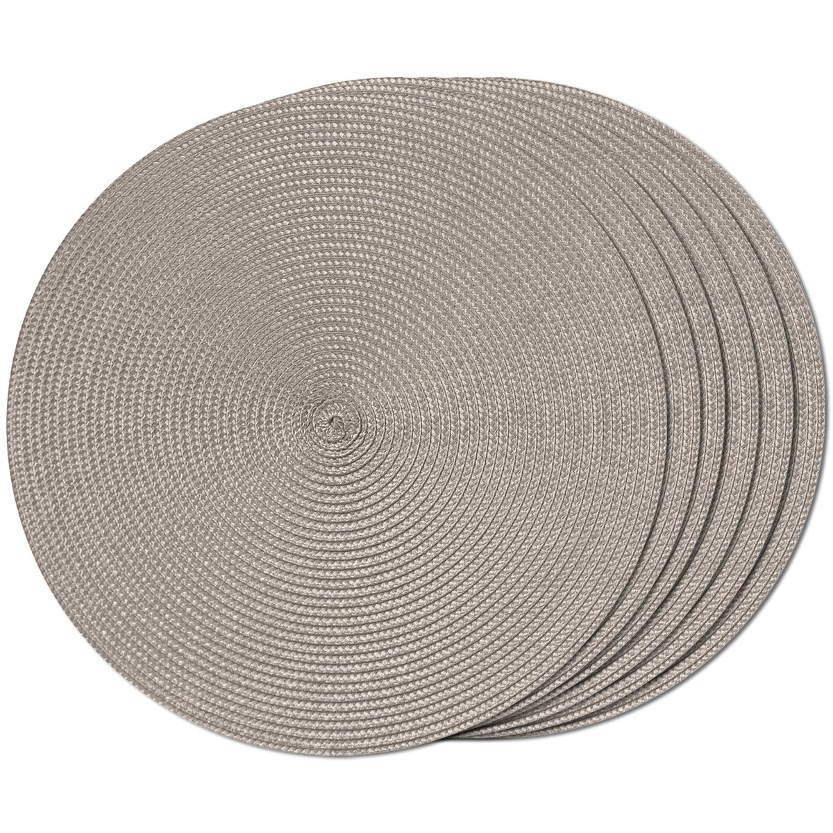 FunWheat Round Braided Placemats Set of 6 Table Mats for Dining Tables Woven Washable Non-Slip Place mats 15 in(Blue, 6pcs)