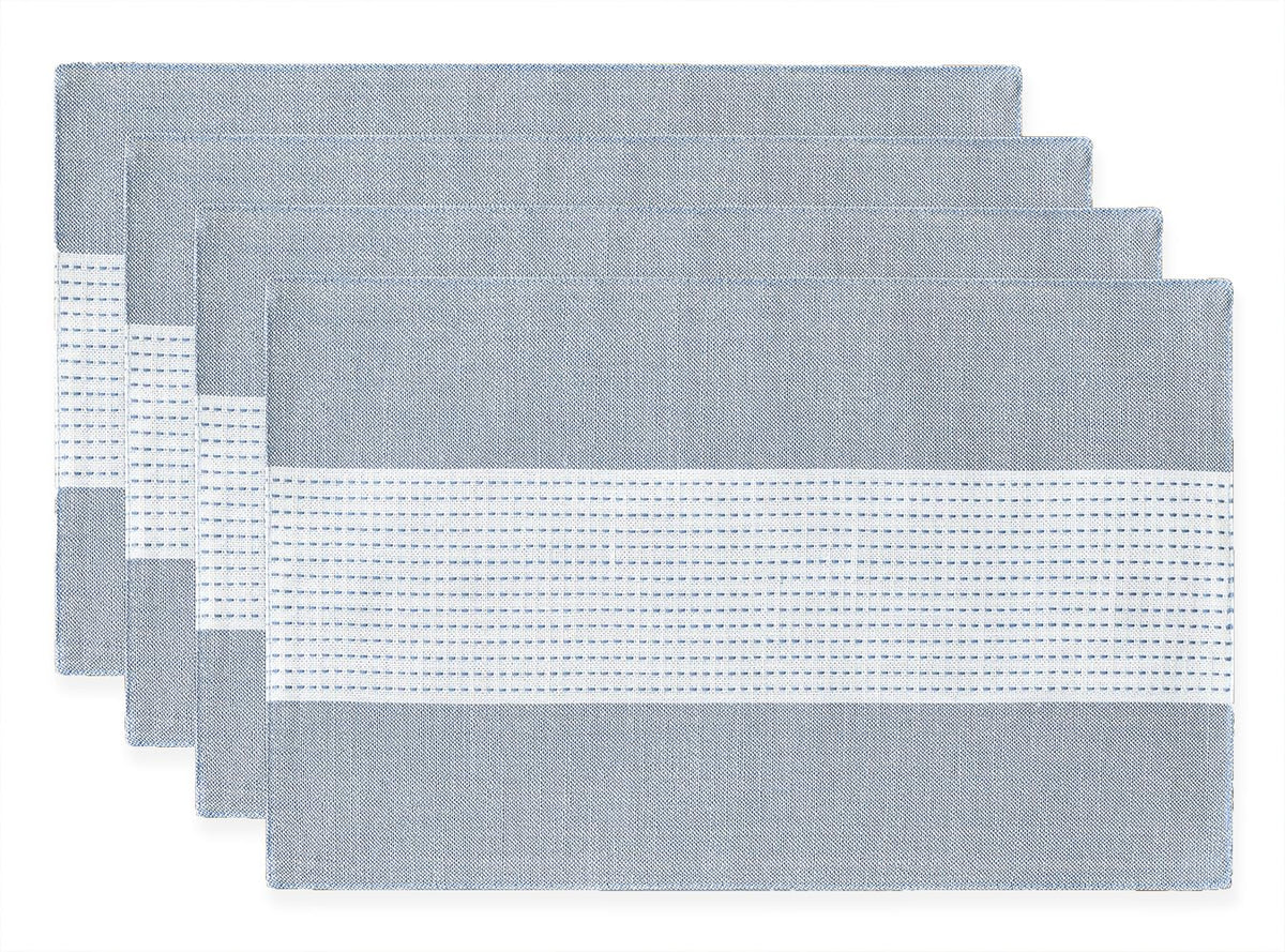 Wracra Linen Placemats, 12 x 18 Inch Set of 4 Placemats, Farmhouse Macrame Place Mats for Kitchen Table and Heat Resistant-Hemstitch Light Coffee 4PCS