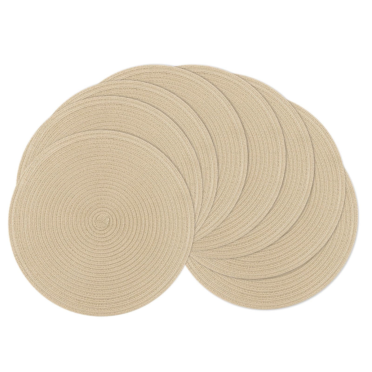 SHACOS Round Braided Placemats Set of 4 Washable Place Mats for Dining Tables 15 inch Non Slip Kitchen Table Mats (Beige, 4)