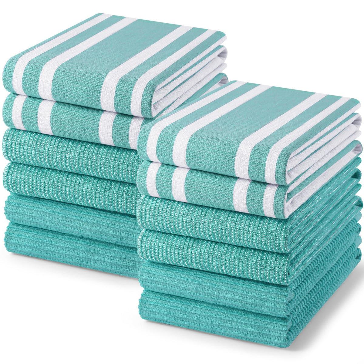 Homaxy Cotton 380 GSM Premium Kitchen Towels, 18"x 28", 6 Pack, Khaki