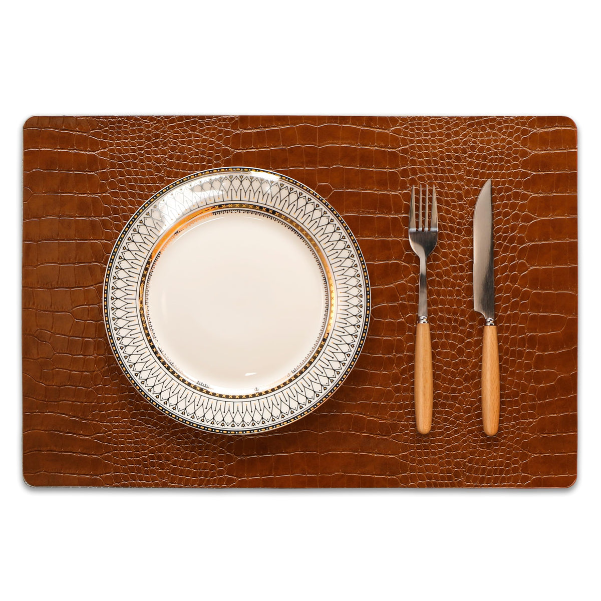 Set of 4 Faux Leather Placemats, PU Table Mats, Waterproof, Stain Resistant, Heat Resistant, Easy to Clean for Kitchen Dining Table,Conference Table