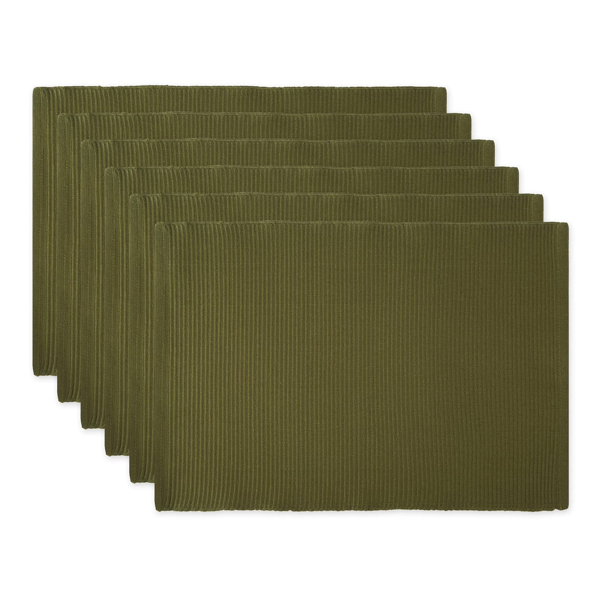 DII Basic Everyday Ribbed Tabletop 100% Cotton, Placemat Set, 13x19, Dark Brown, 6 Piece