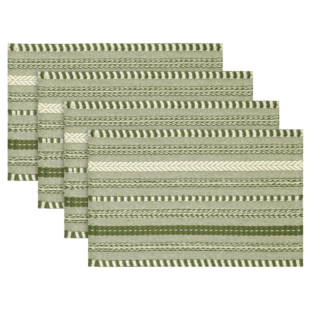 Artoid Mode Caramel Woven Braided Stripe Placemats Set of 4-12x18 Inch