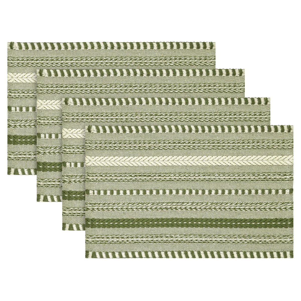 Artoid Mode Caramel Woven Braided Stripe Placemats Set of 4-12x18 Inch
