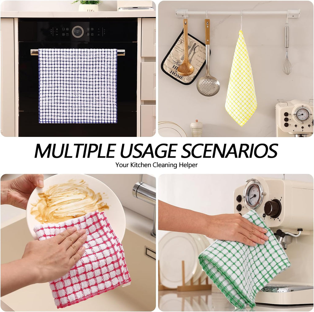 Homaxy Cotton Terry Kitchen Towels and Dishcloths Set of 8, Mixed Color