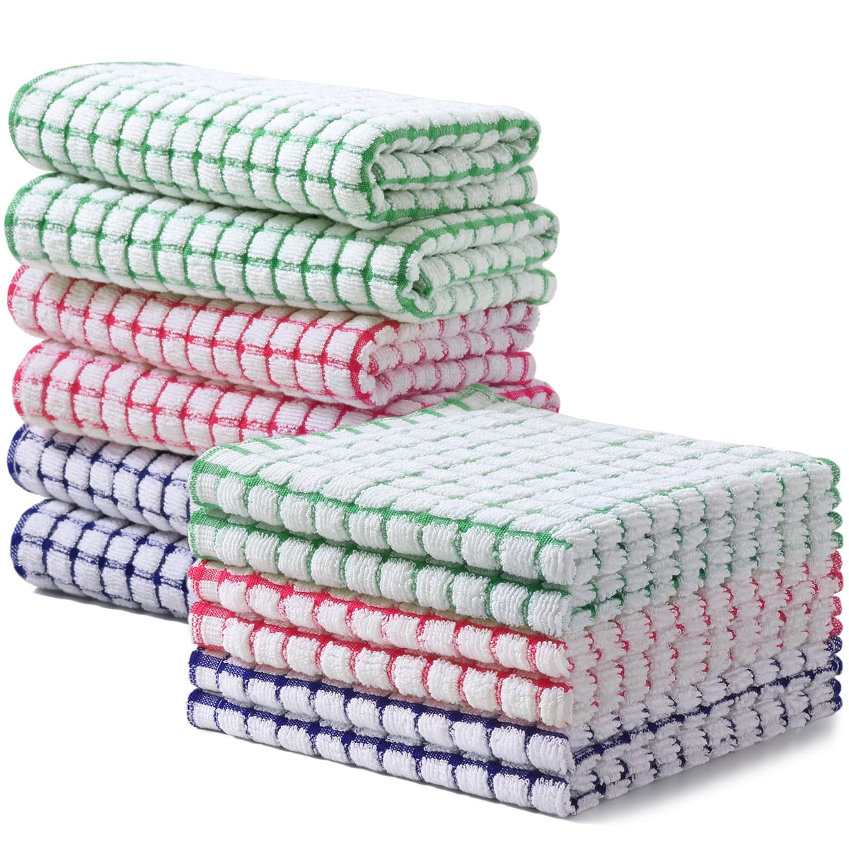 Homaxy Cotton Terry Kitchen Towels and Dishcloths Set of 8, Mixed Color