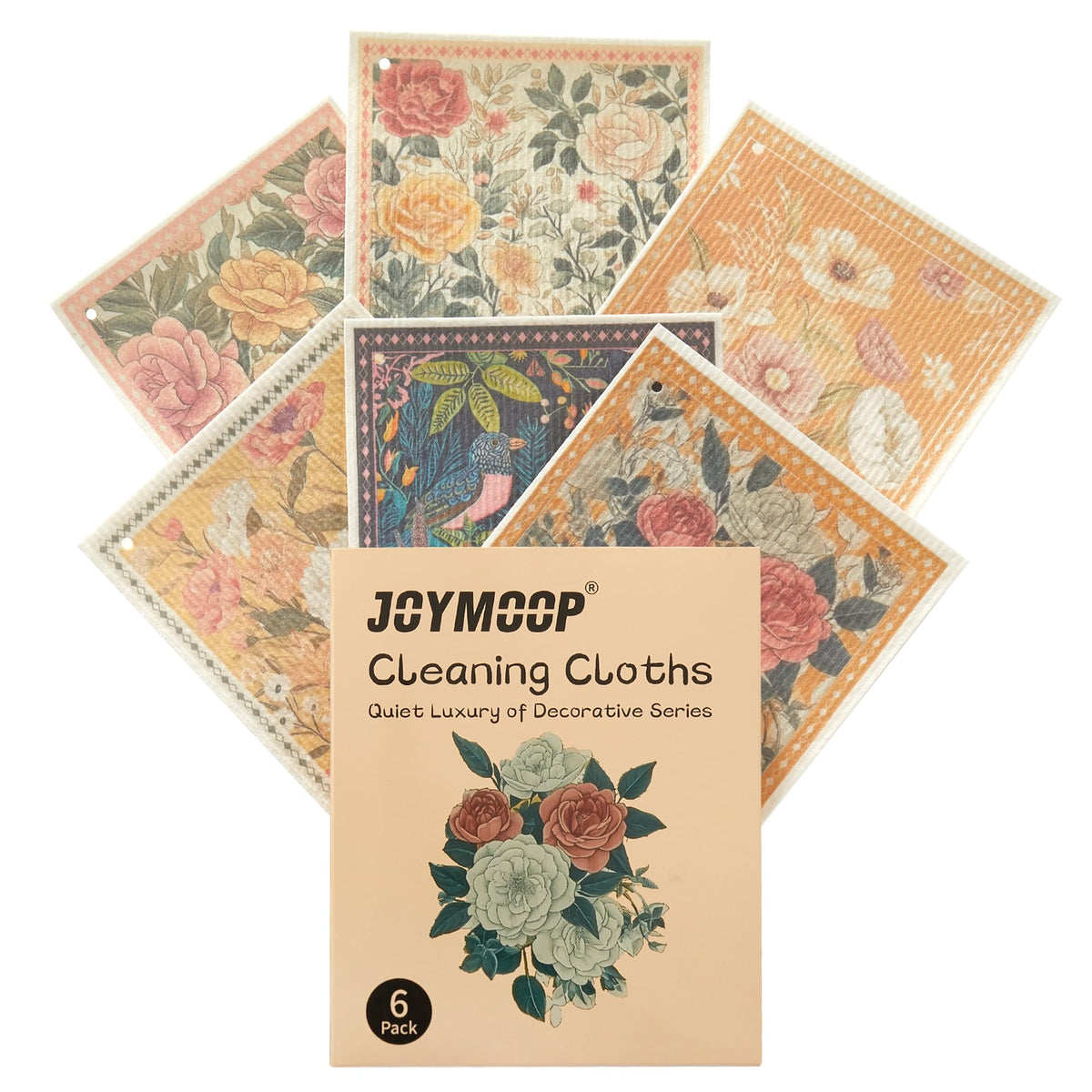 JOYMOOP 12 Pack Decorate Cleaning Cloth (Quiet Luxury of Decorative Series), Reusable Absorbent Dish Towels, Non-Scratch Washable Rags for Cookware, Kitchen and Household Cleaning - 6.7×7.9 inch