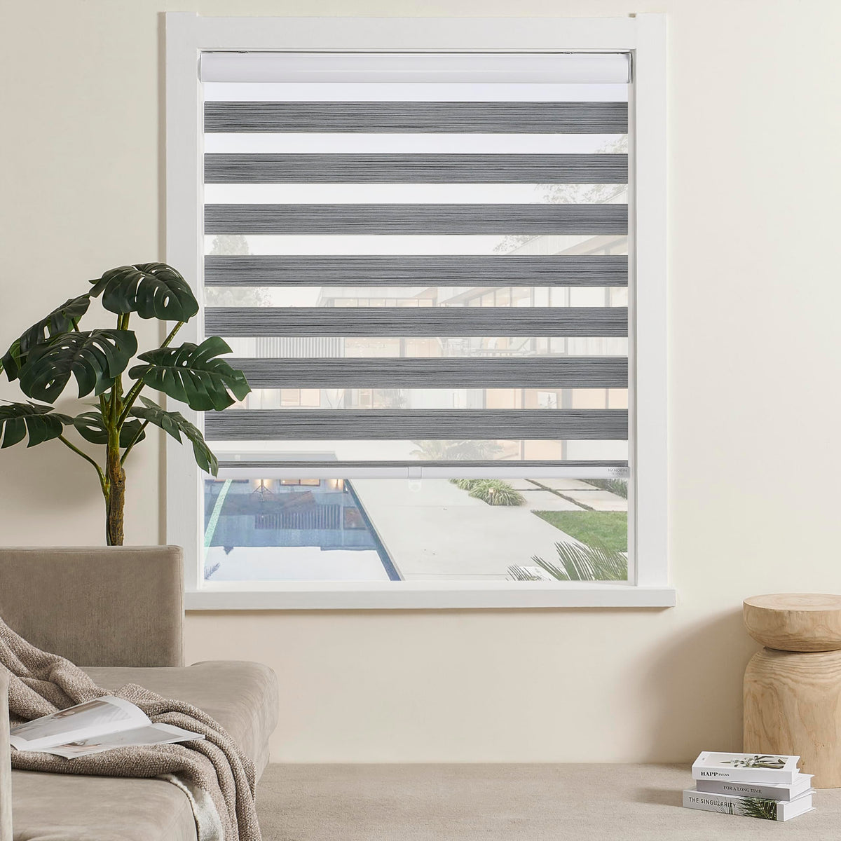 Cordless Zebra Blinds Window Blind Zebra Shade Blinds for Windows Roller Sheer Shades Privacy Light Filtering Shades for Home Kitchen Bathroom (Width 21'' X Height 72'' White)