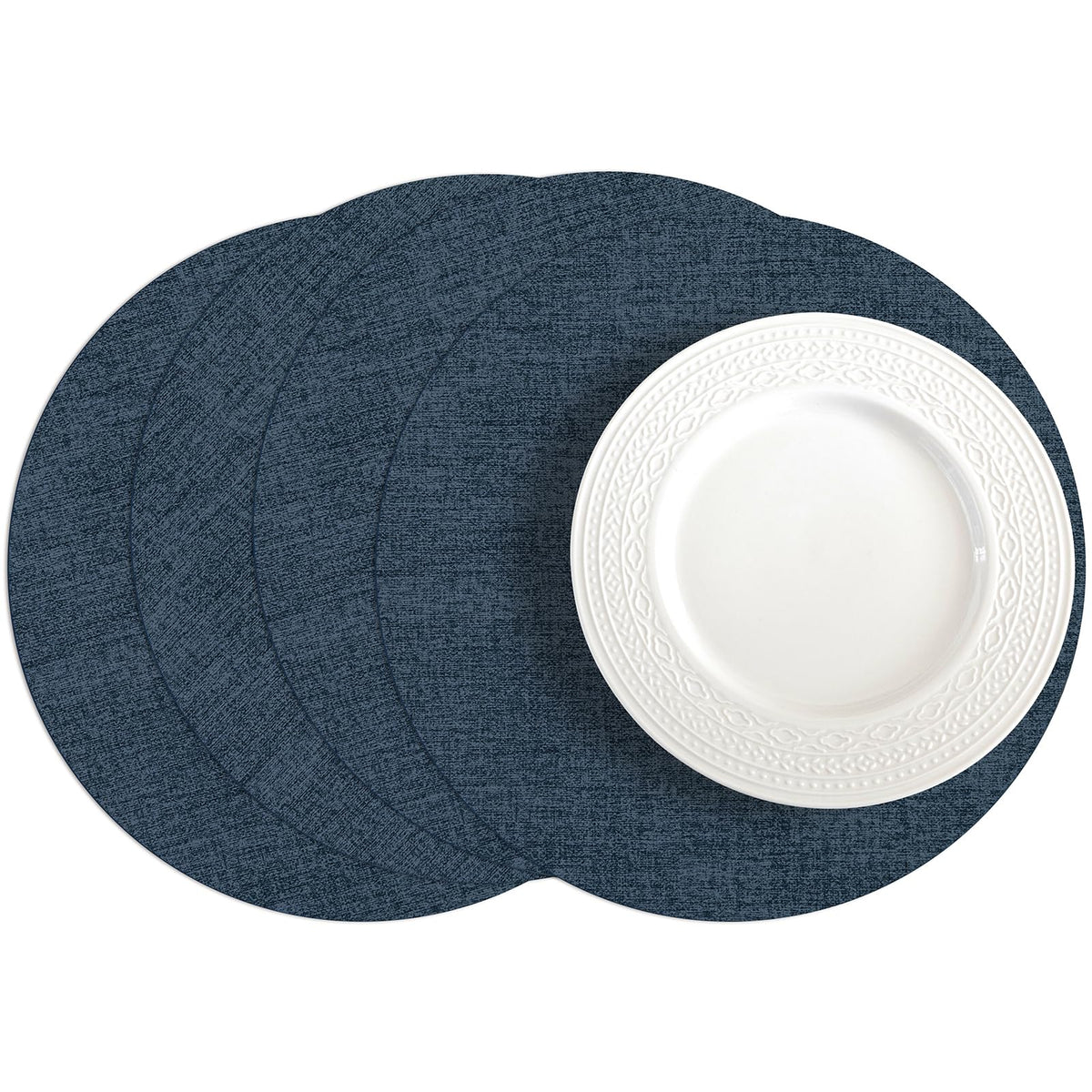 Romanstile Faux Leather Vinyl Placemats Set of 6, Beige