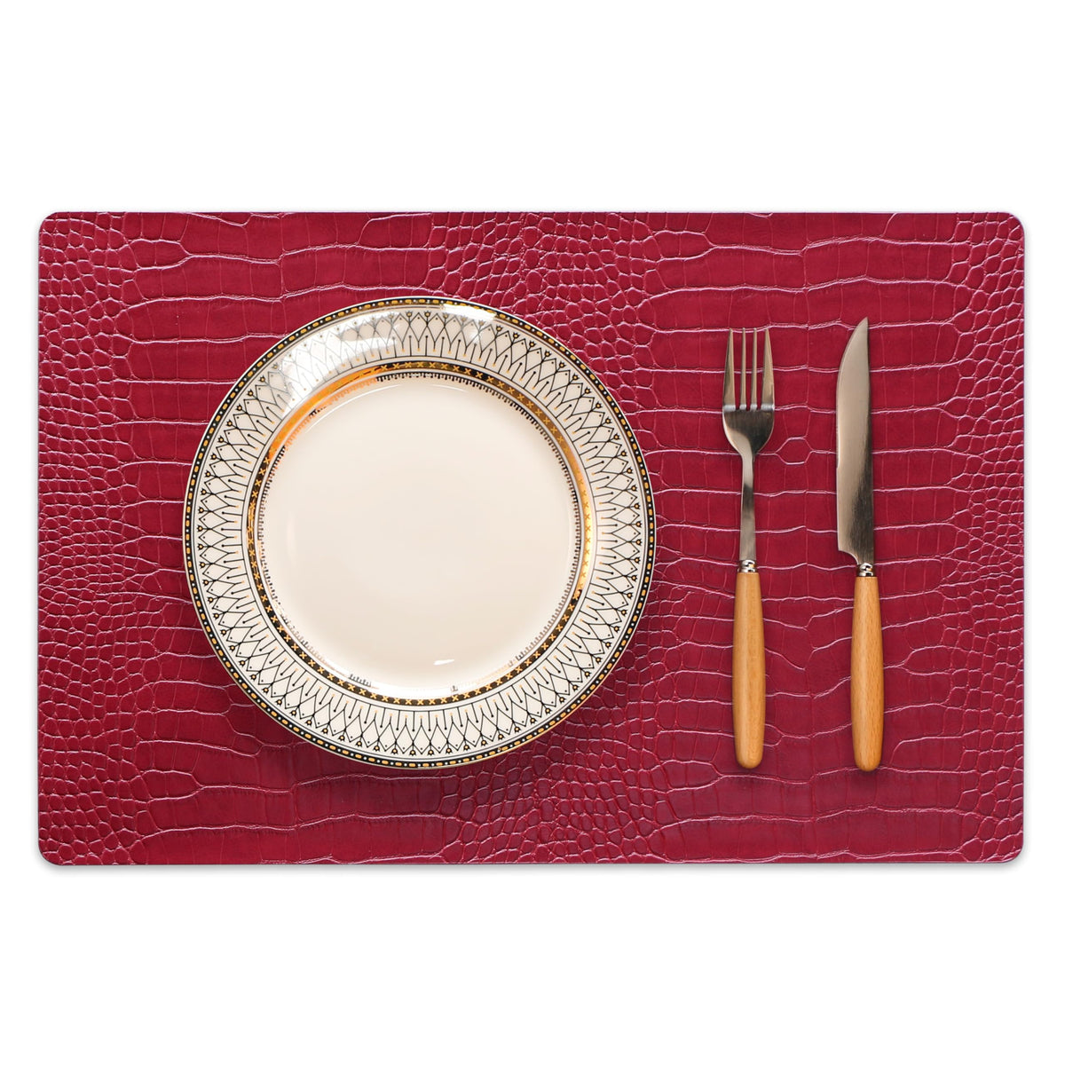 Set of 4 Faux Leather Placemats, PU Table Mats, Waterproof, Stain Resistant, Heat Resistant, Easy to Clean for Kitchen Dining Table,Conference Table