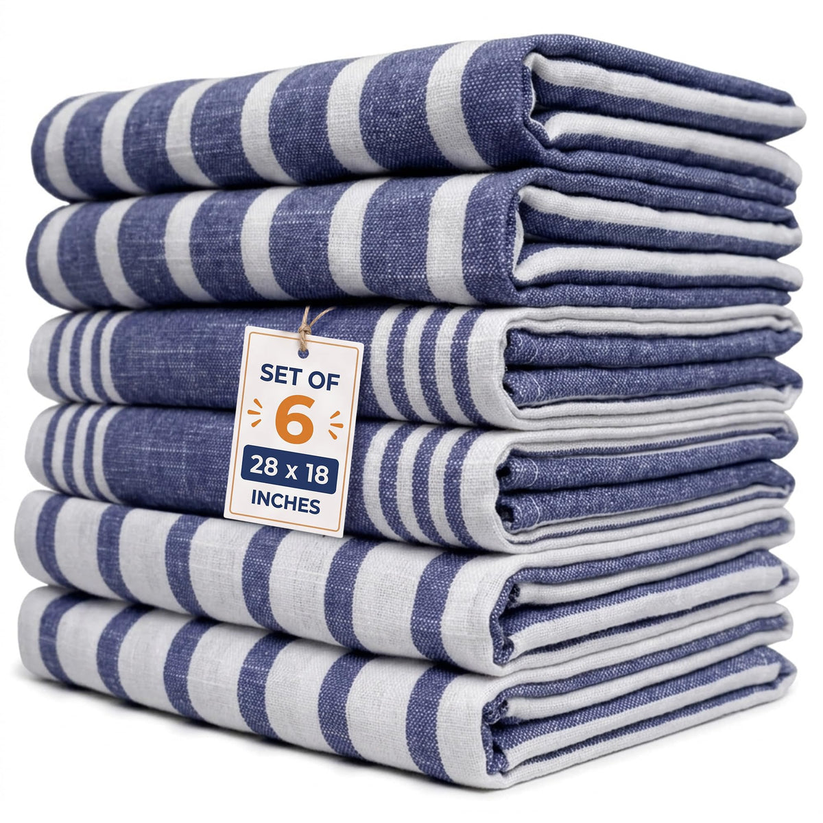 Pack of 6 Cotton Kitchen Towels Set, Dish Towels, Cleaning Rags, Kitchen Dish Cloths for Washing Dishes, Cotton Cleaning Cloths, Ultra Soft, Lightweight & Quick Dry, Flat Weave, 28"x18" (Olive & Gray)