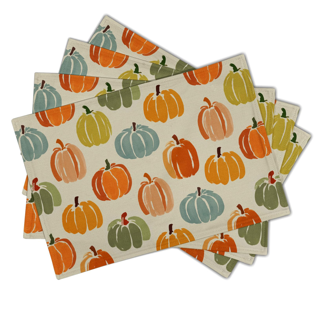Fall Plaid Placemats Set of 4 Orange Navy Blue Buffalo Plaid Thanksgiving Themed Table Mats Farmhouse Place Mats Washable Linen Placemat for Party Kitchen Dining Decor 12x18 Inch