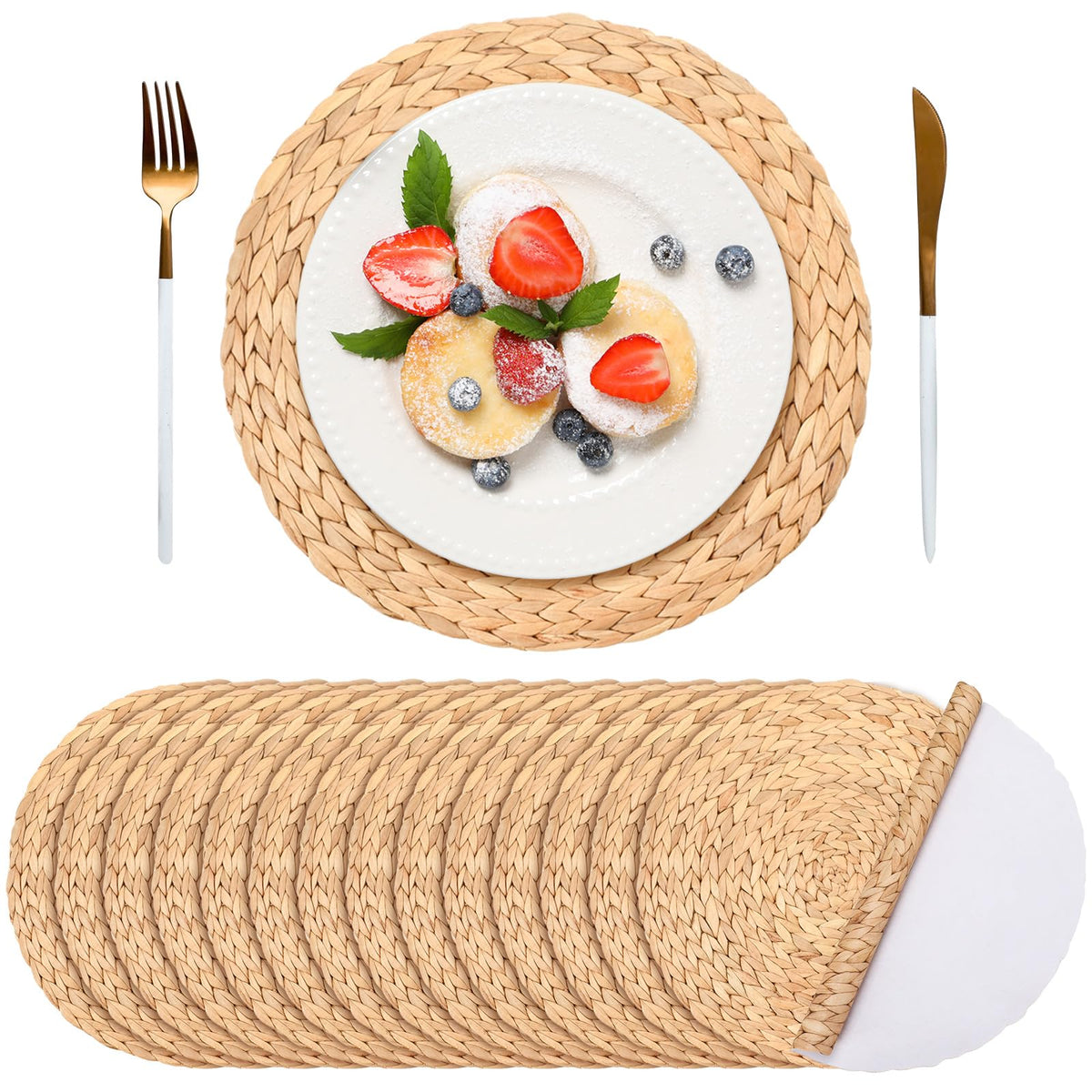 Sinmoe 100 Pcs Disposable Paper Placemats Bulk,Gold,Gradient