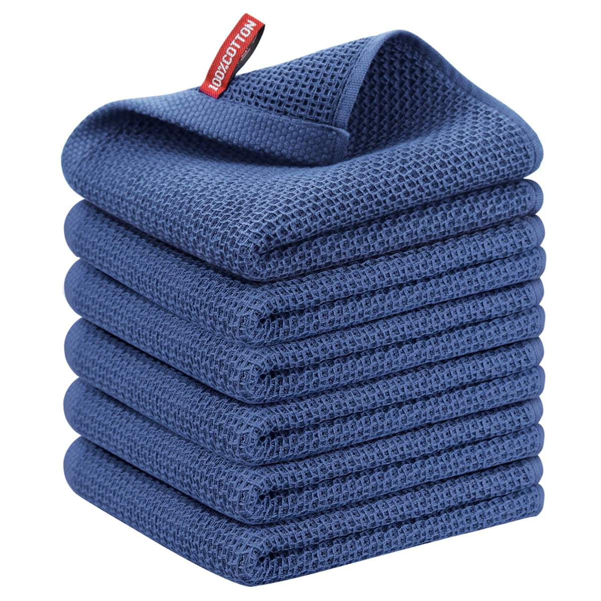 Nialnant 6 Pack Kitchen Towels and Dishcloths Sets,100% Cotton Soft Absorbent Quick Drying Dish Towels for Kitchen,Washing Dishes,12x12 Inches, Multi Color